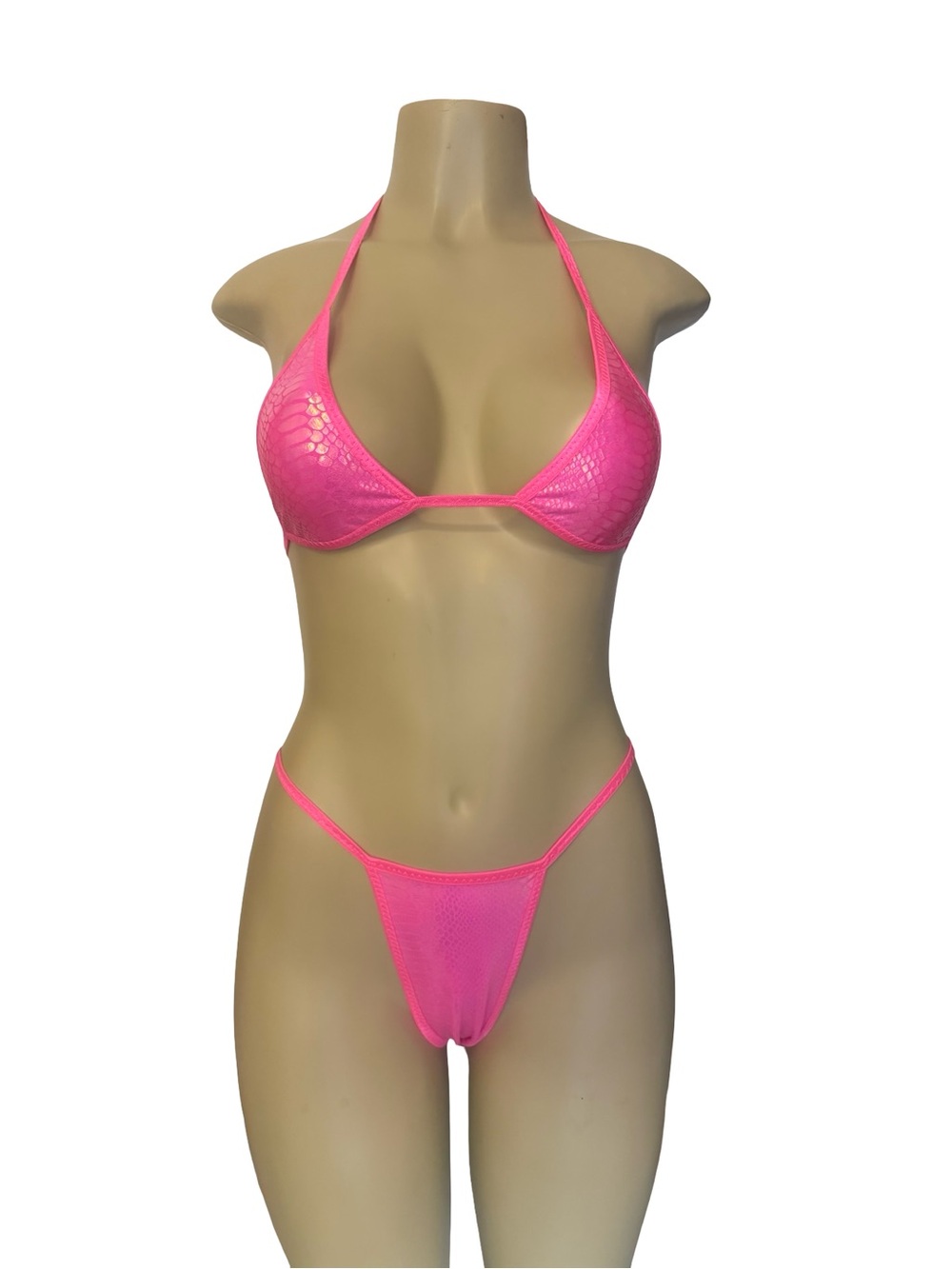Neon Pink metallic snake skin  Bikini Set - exotic dancewear